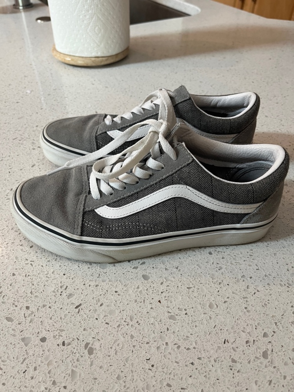Vans Grey and White Old Skool Sneakers - Picture 4 of 6